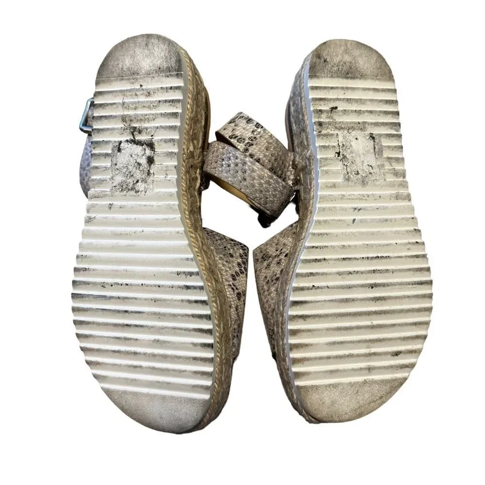 SODA Sandals Snake‎ Print Grey 7 Womens Espadrille Platform Ankle Strap